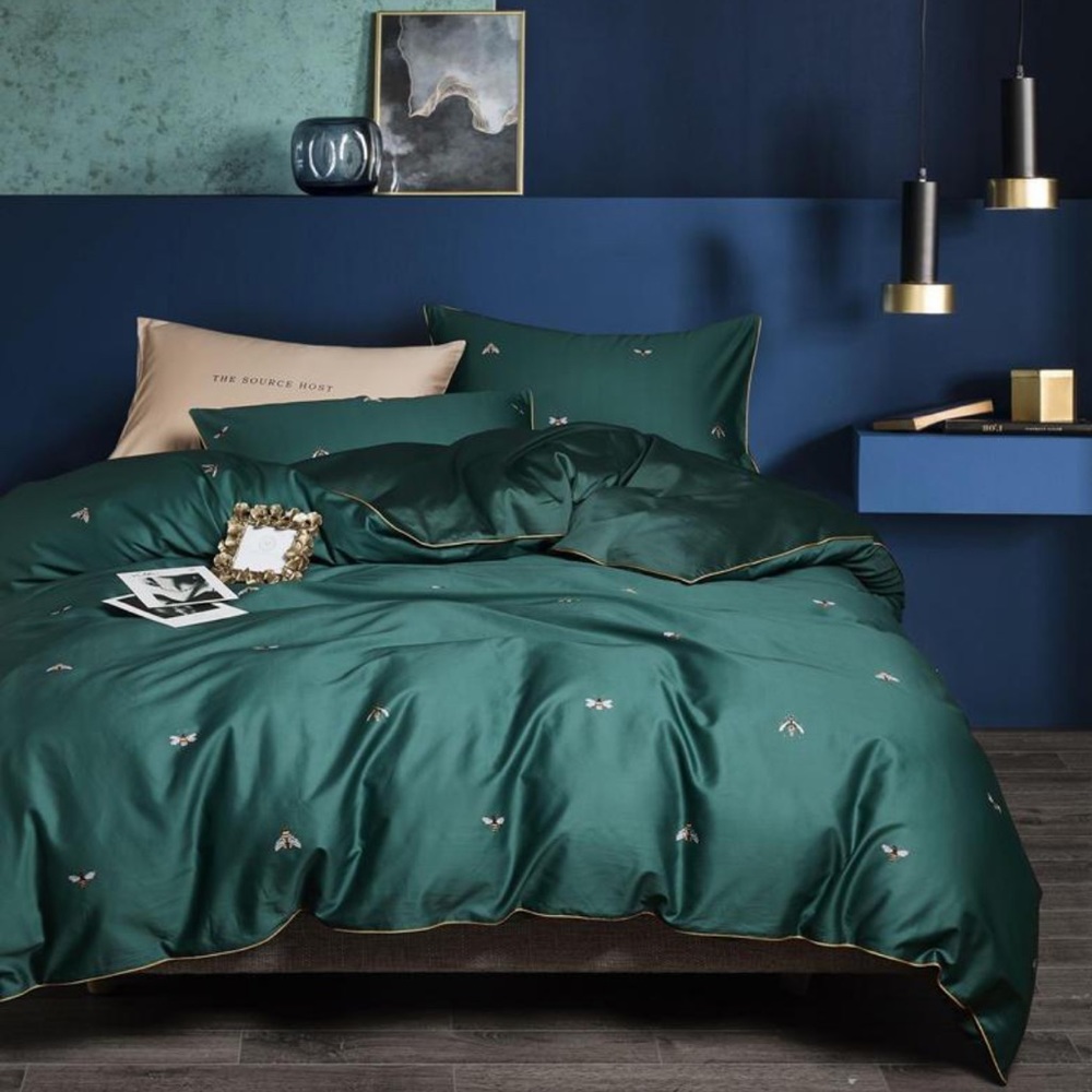 King Size Egyptian Cotton Emerald Green Duvet Set